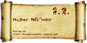 Hujber Nándor névjegykártya